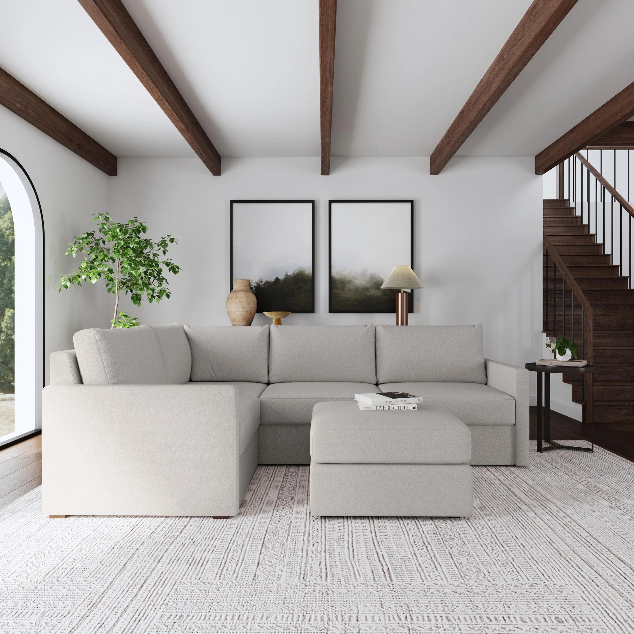 Flex 4-Seat Sectional with Narrow Arm and Ottoman