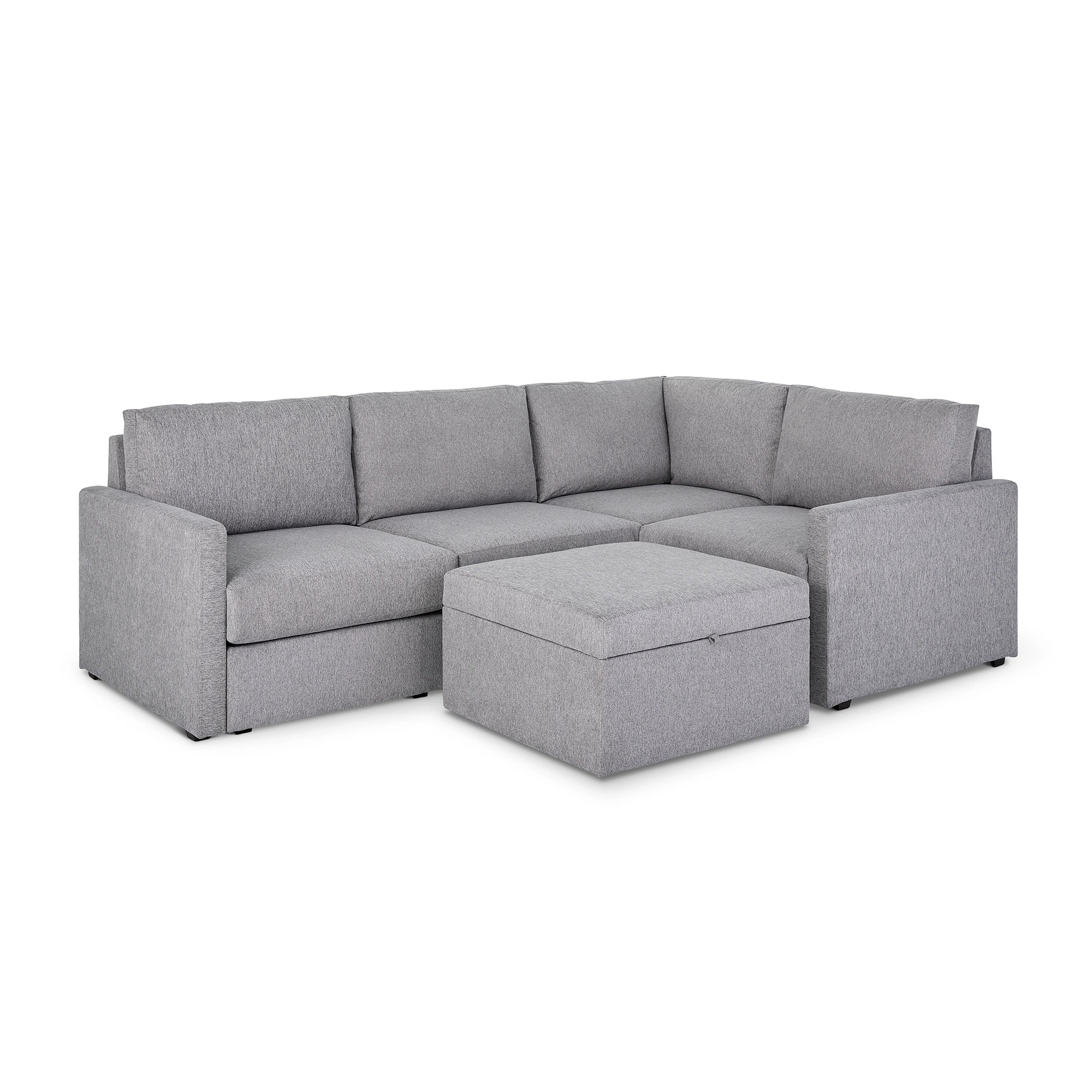 Flex 4-Seat Sectional with Narrow Arm and Storage Ottoman - 5000003359