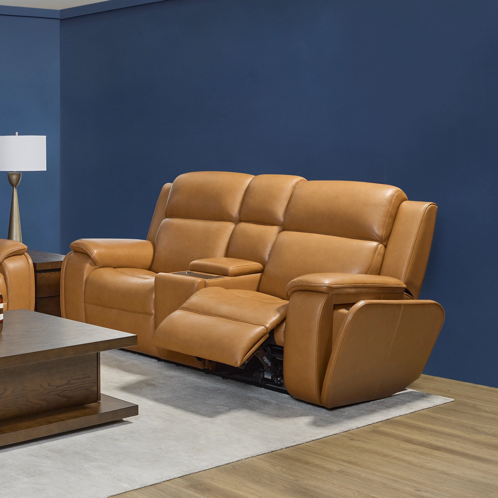 Ziggy Power Reclining Loveseat with Console, Power Headrest, Lumbar, Heat & Massage